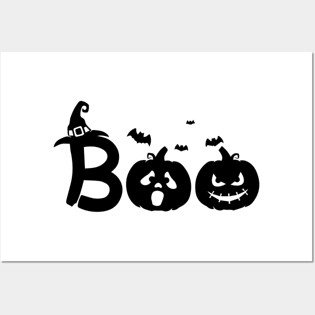 Boo halloween silhouette with bats and witch hat,  Halloween Party, Halloween T-shirt, Hocus Pocus Shirt, Halloween Funny Tee, Halloween Shirt Wall Art by Linna-Rose